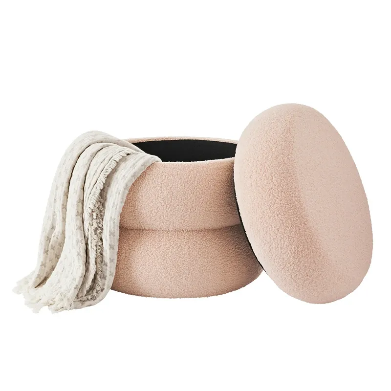 Weva Ploom Teddy Round Storage Stool – Pink product thumbnail 2