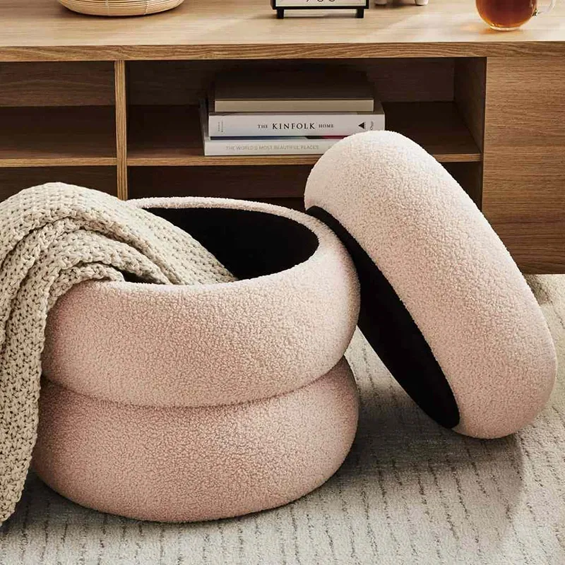 Weva Ploom Teddy Round Storage Stool – Pink product thumbnail 4