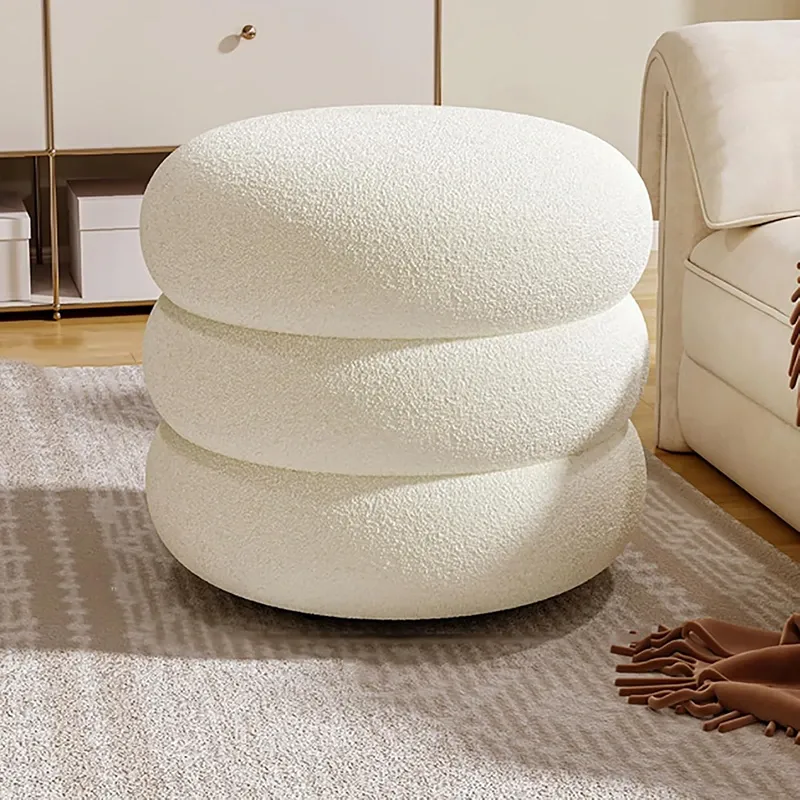 Weva Ploom Teddy Round Storage Stool – White product thumbnail 2