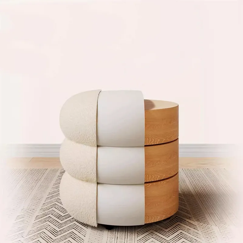 Weva Ploom Teddy Round Storage Stool – White product thumbnail 6