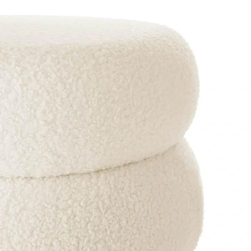 Weva Ploom Teddy Round Storage Stool – White product thumbnail 7