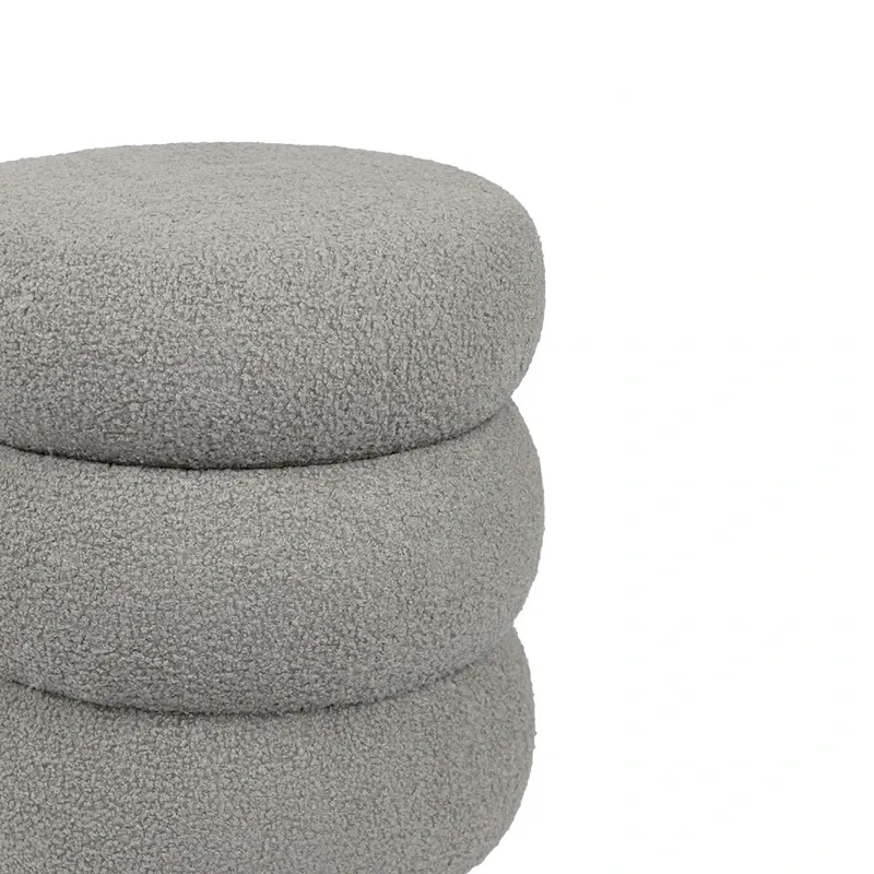 Weva Ploom Teddy Round Storage Stool – Light Grey product thumbnail 6