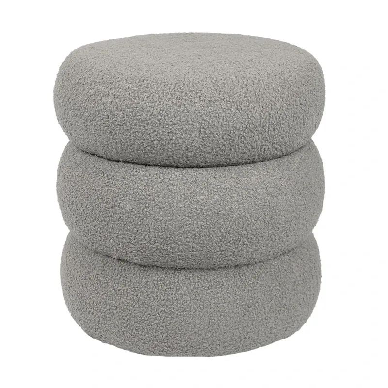 Weva Ploom Teddy Round Storage Stool – Light Grey product thumbnail 4