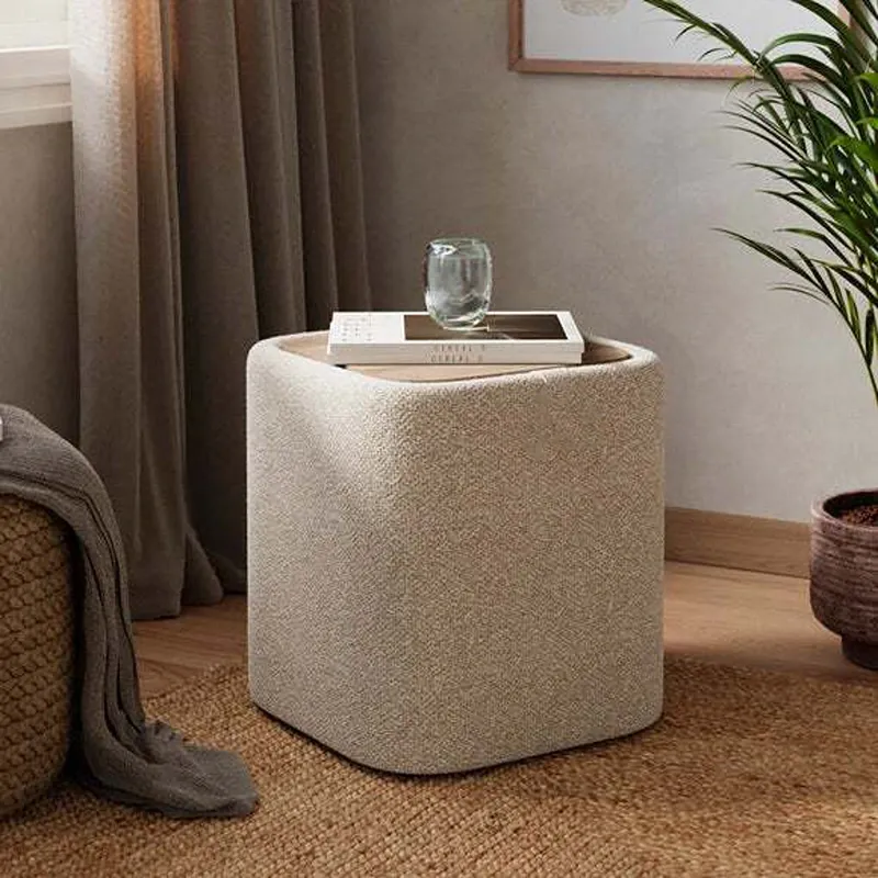 Weva Quadra Boucle Square Storage Stool with Tray – Grey product thumbnail 3