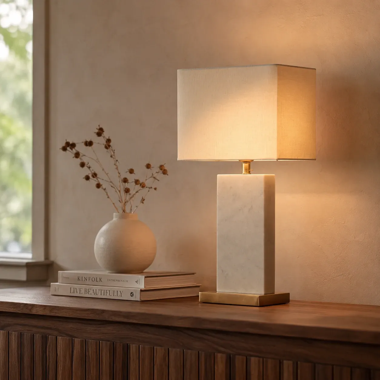 Weva Marble Table Lamp - 57 cm - White product thumbnail 2