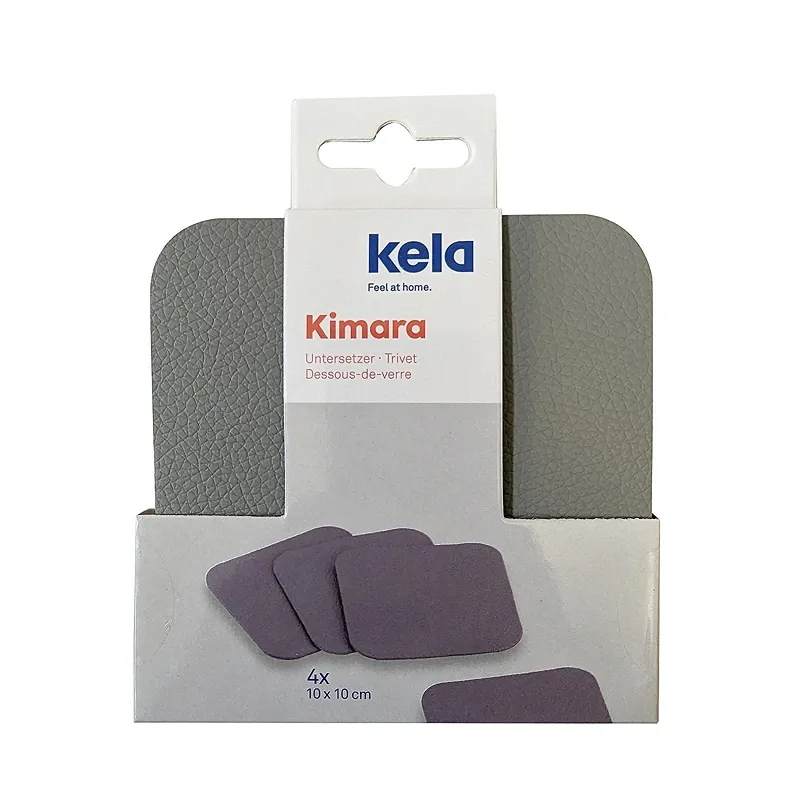 Kela Kimara Leather Trivet Set - 4 Pcs - Grey product thumbnail 4