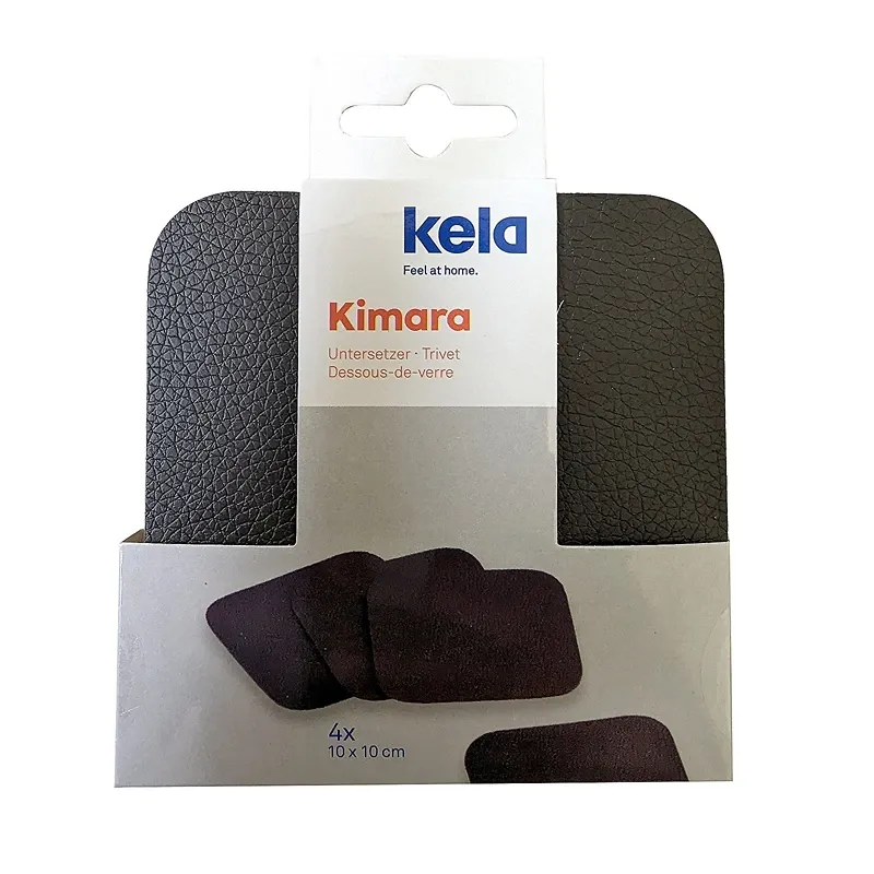 Kela Kimara Leather Trivet Set - 4 Pcs - Brown product thumbnail 4