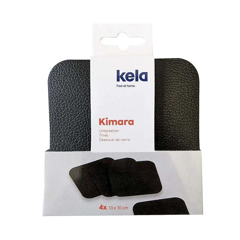 Kela Kimara Leather Trivet Set - 4 Pcs - Black product thumbnail 4