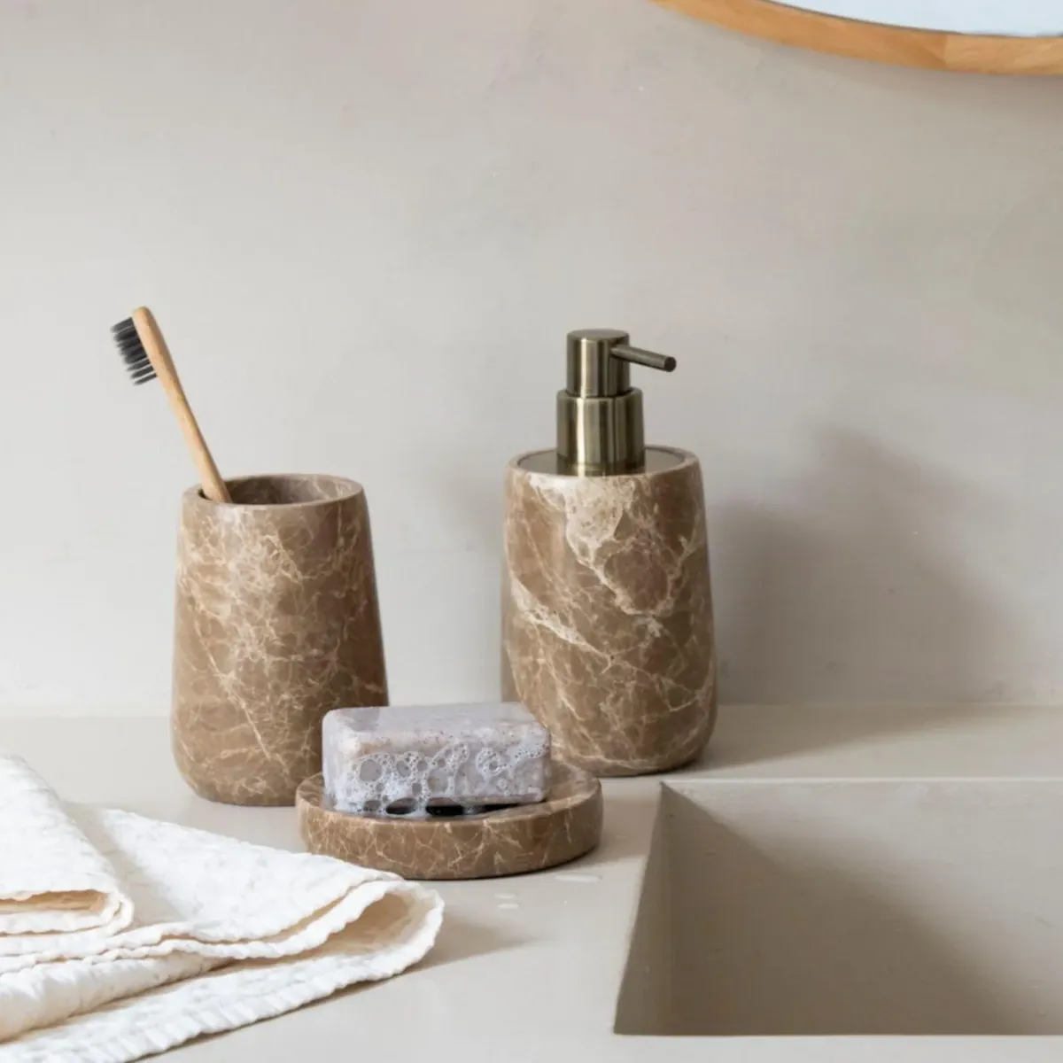 Andrea Soap Dispenser - Brown Marble (BA24124) product thumbnail 2
