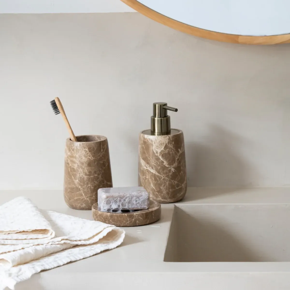 Andrea Toothbrush Holder - Brown Marble (BA24123) product thumbnail 3