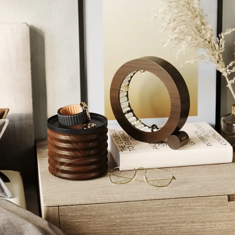 Umbra Tesora Wood Storage Box with 2 Tiers – Black/Walnut product thumbnail 4