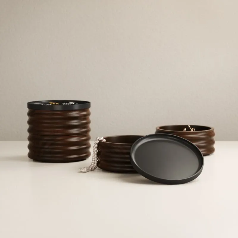 Umbra Tesora Wood Storage Box with 2 Tiers – Black/Walnut product thumbnail 5