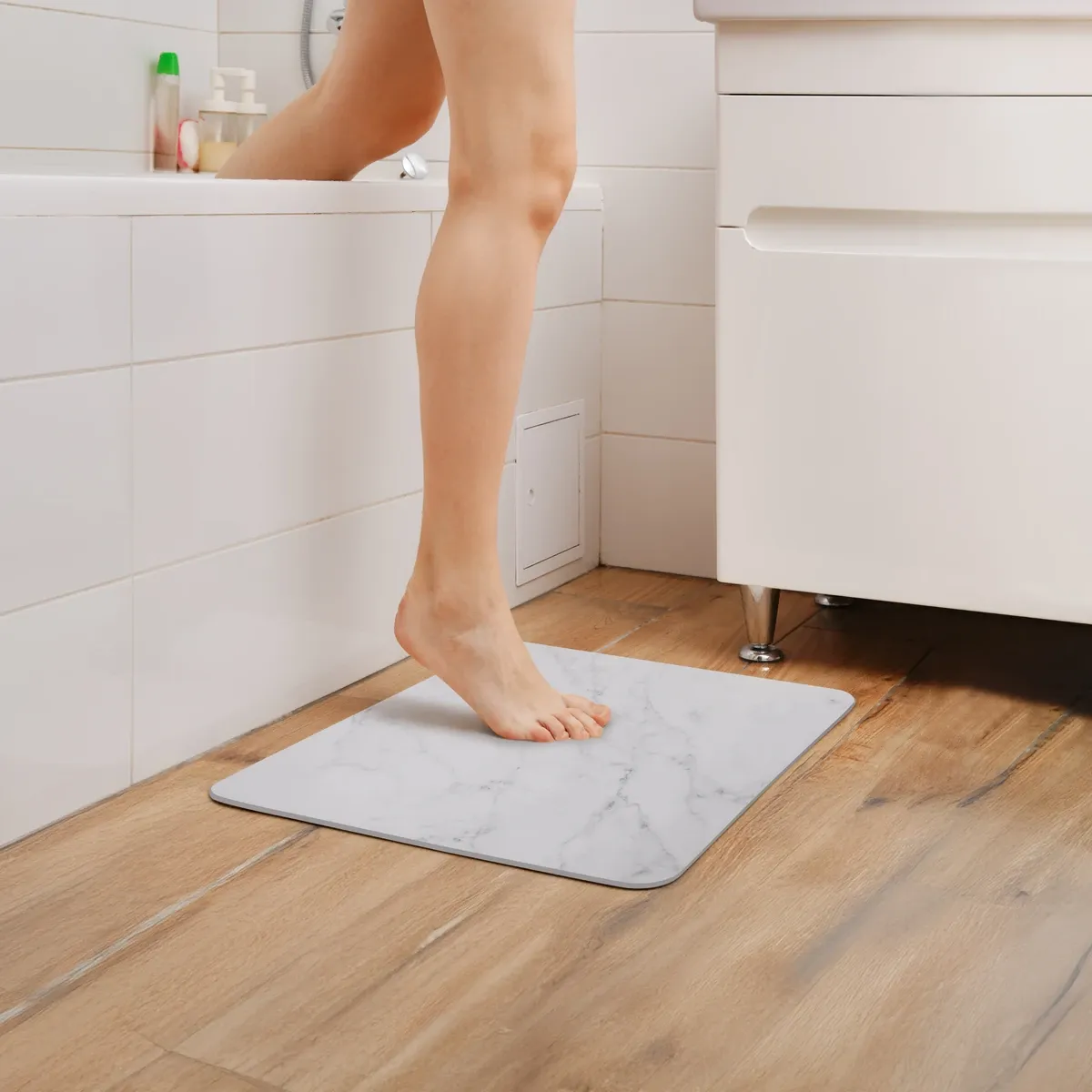 Weva Marble Diatomite Stone Bath Mat - 39x60 cm - White product thumbnail 4