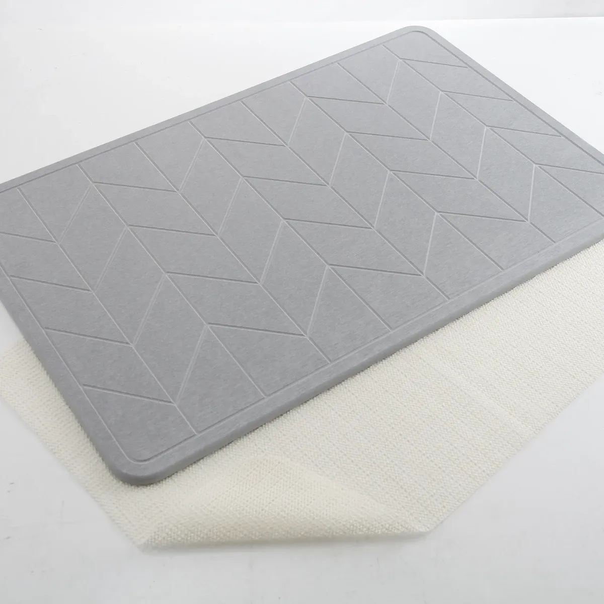 Weva Zic Zac Diatomite Stone Bath Mat - 39x60 cm - Light Grey product thumbnail 3