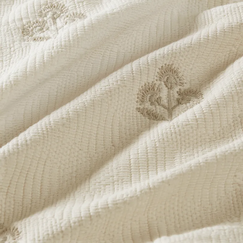 Nova Home Jeju Embroidery Muslin Cotton Comforter Set - King & Super King - 8 Pcs - Ivory product thumbnail 3