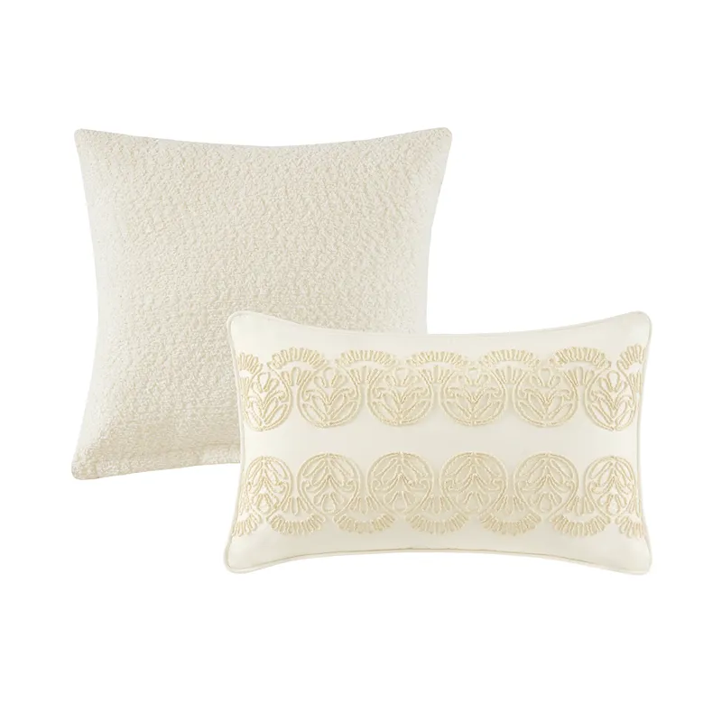 Nova Home Jeju Embroidery Muslin Cotton Comforter Set - King & Super King - 8 Pcs - Ivory product thumbnail 8