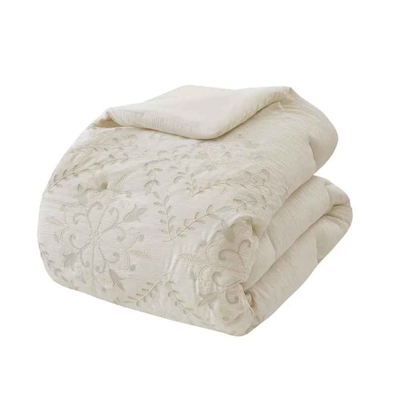 Nova Home Calma Embroidery Jacquard Comforter Set - King & Super King - 8 Pcs - Beige product thumbnail 4