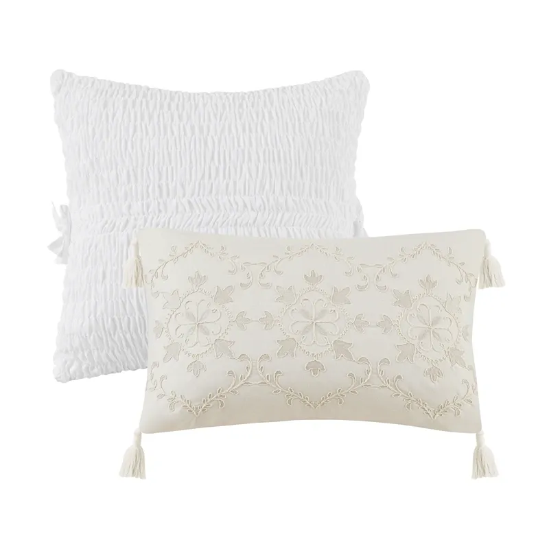 Nova Home Calma Embroidery Jacquard Comforter Set - King & Super King - 8 Pcs - Beige product thumbnail 7