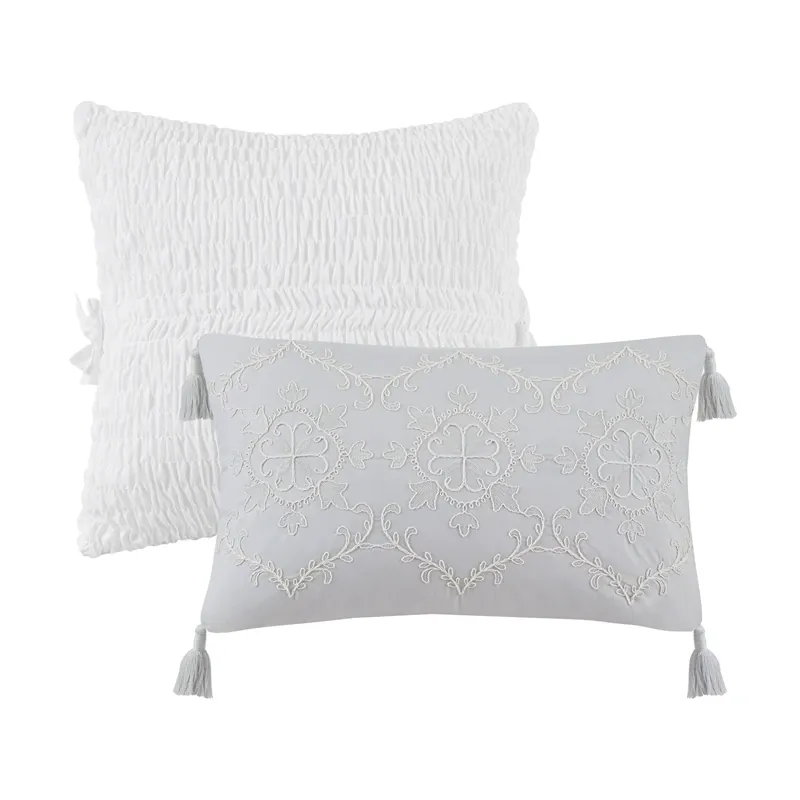 Nova Home Calma Embroidery Jacquard Comforter Set - King & Super King - 8 Pcs - Grey product thumbnail 6