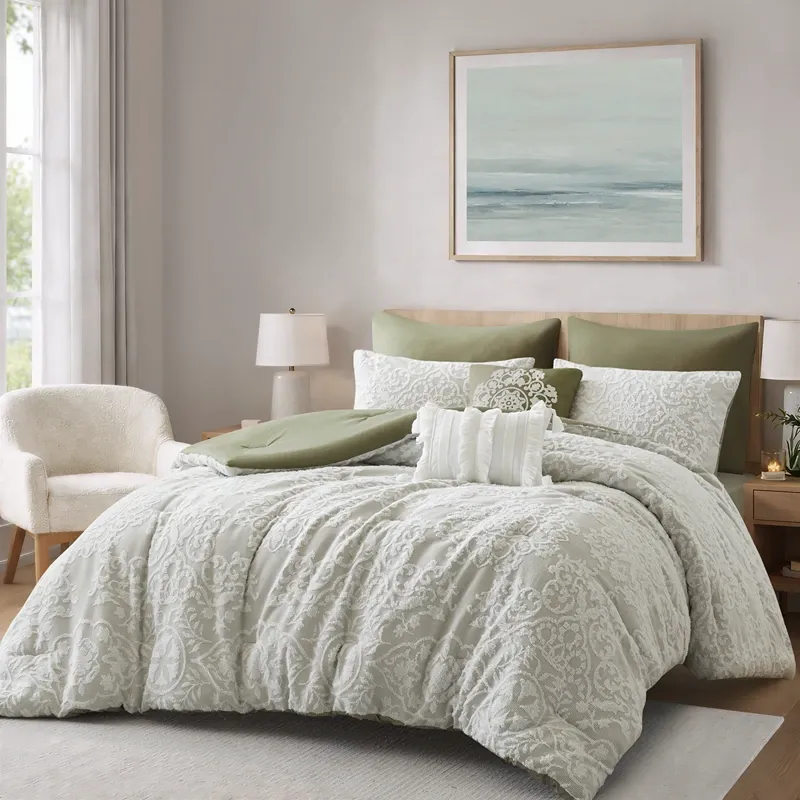Nova Home Bellamy Tufted Jacquard Comforter Set - King & Super King - 8 Pcs - Green product thumbnail 4