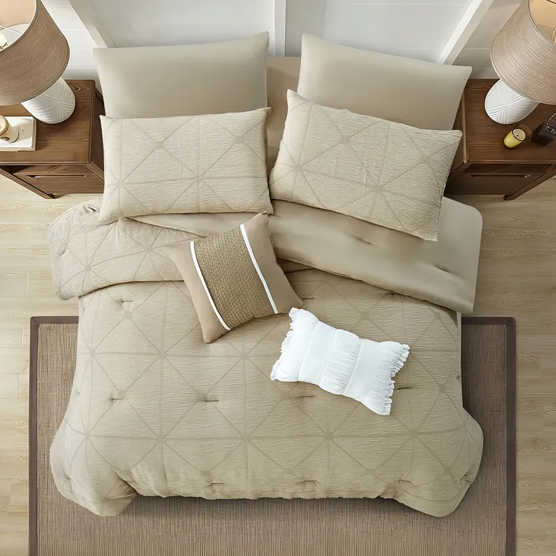 Nova Home Barrett Crinkled Jacquard Comforter Set - Brown (Available in Sizes) product thumbnail 2