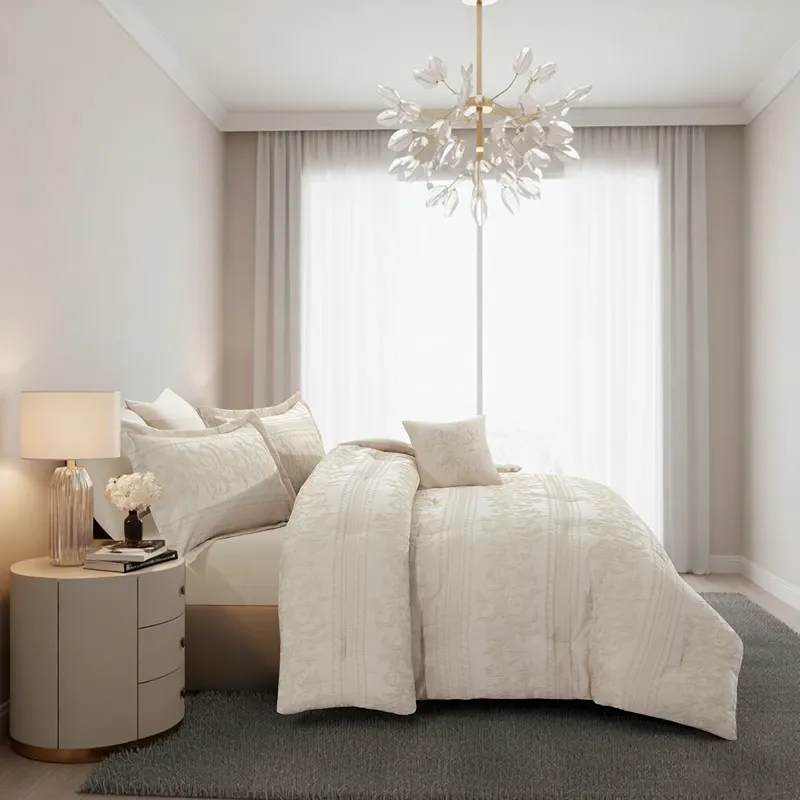 Nova Home Purelle Satin Jaquard Comforter Set - King/Super King - 7pc - Ivory product thumbnail 4