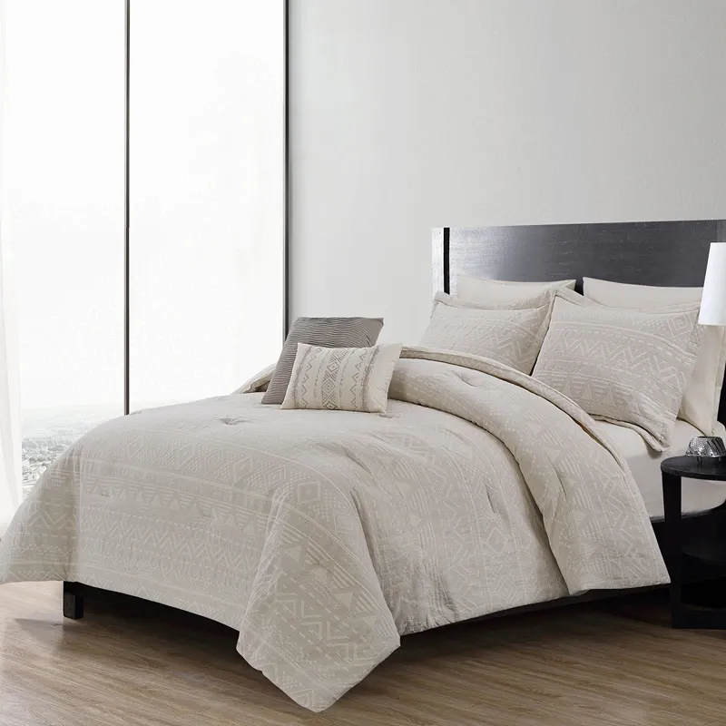 Nova Home Merkar Cotton Jacquard Comforter Set - King/Super King - 8pcs - Ivory product thumbnail 2