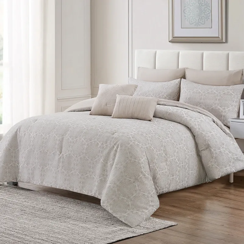 Nova Home Aidana Jacquard Comforter Set - King/Super King - 8pcs - Taupe product thumbnail 2