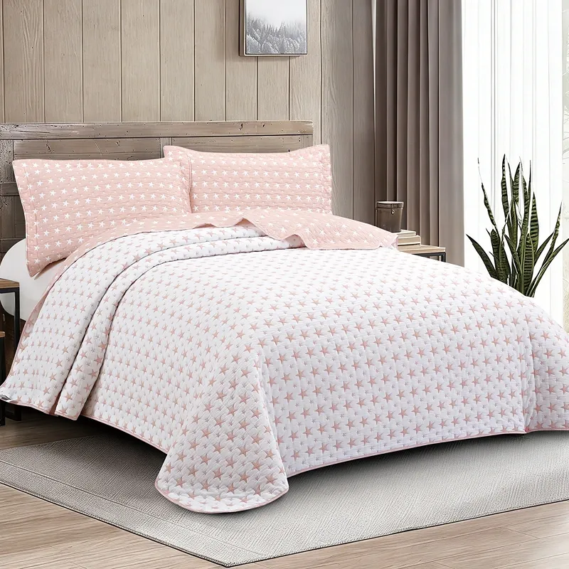 Nova Home Sitry Poly Cotton Jaquard Reversible Bed Spread Set - 2Pcs - Single & Twin - Pink product thumbnail 2