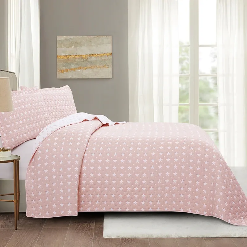 Nova Home Sitry Poly Cotton Jaquard Reversible Bed Spread Set - 2Pcs - Single & Twin - Pink product thumbnail 4