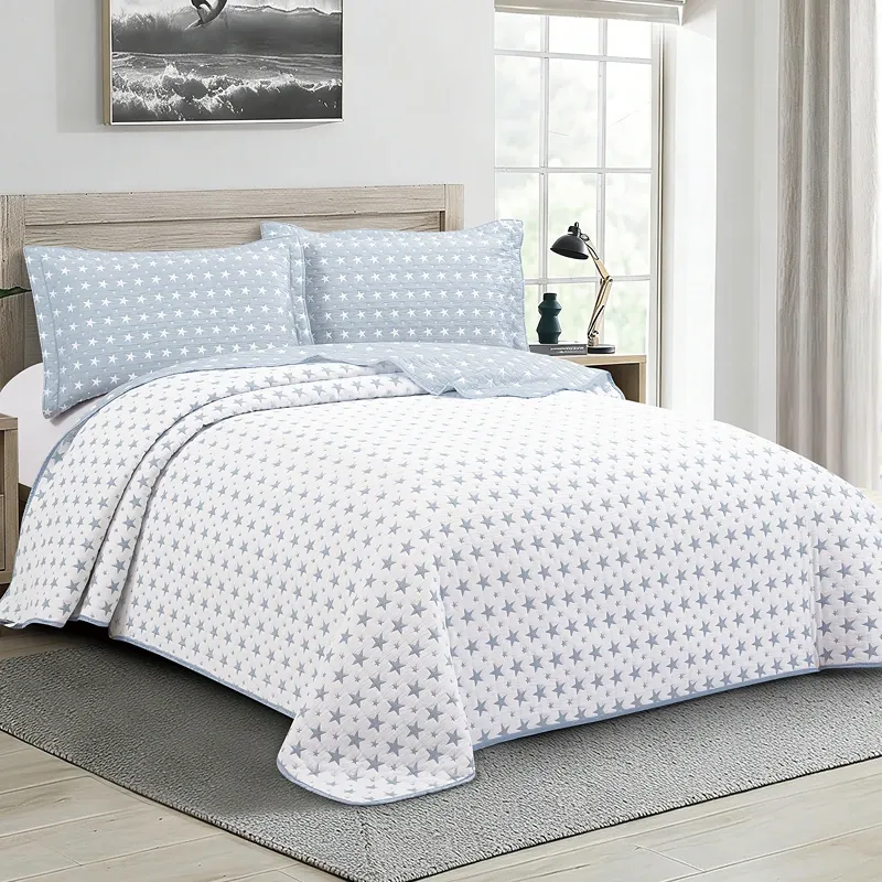 Nova Home Sitry Poly Cotton Jaquard Reversible Bed Spread Set - 2Pcs - Single & Twin - Blue product thumbnail 2