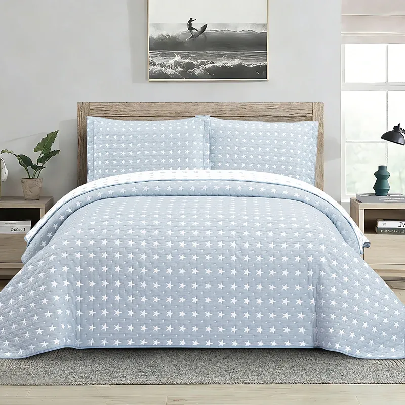 Nova Home Sitry Poly Cotton Jaquard Reversible Bed Spread Set - 2Pcs - Single & Twin - Blue product thumbnail 3