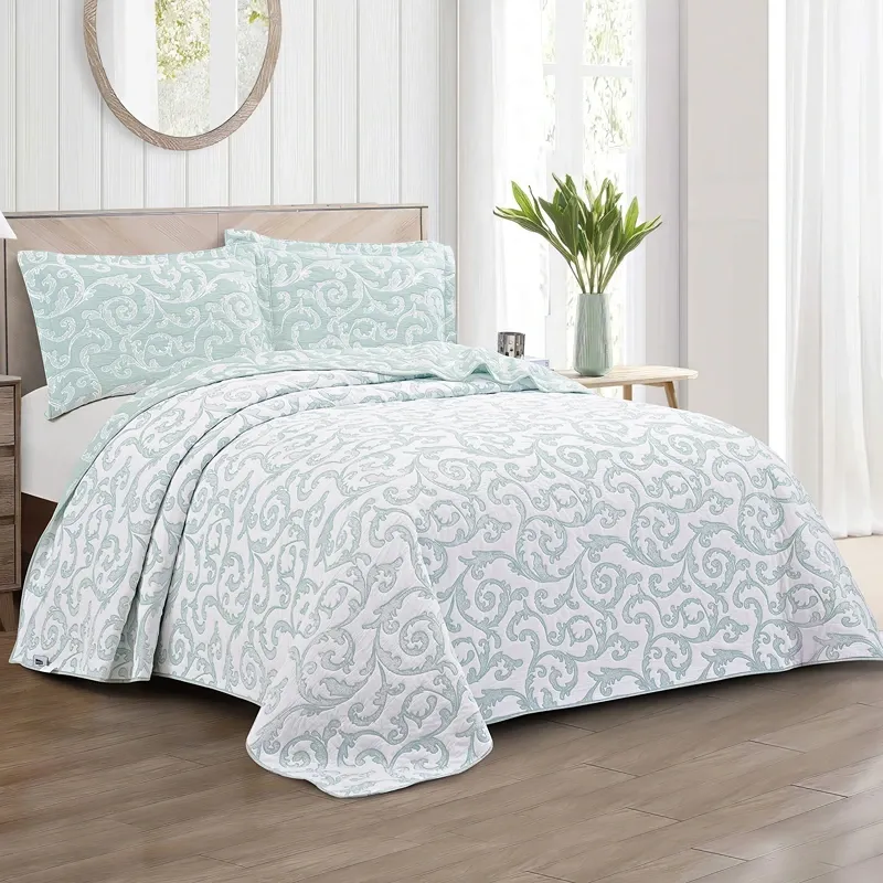 Nova Home Lord Poly Cotton Jaquard Reversible Bed Spread Set - 3Pcs - King & Super King - Jade product thumbnail 2