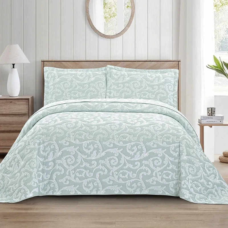 Nova Home Lord Poly Cotton Jaquard Reversible Bed Spread Set - 3Pcs - King & Super King - Jade product thumbnail 3