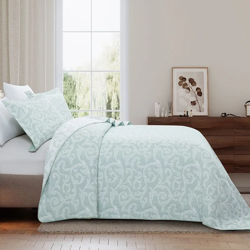 Nova Home Lord Poly Cotton Jaquard Reversible Bed Spread Set - 3Pcs - King & Super King - Jade product thumbnail 4