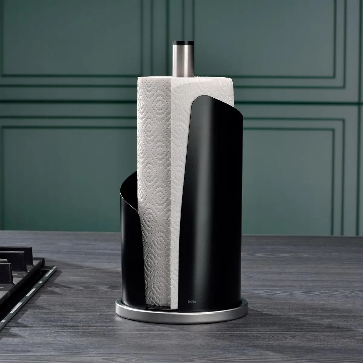 Kela Stella Stainless Steel Kitchen Roll Holder - Black product thumbnail 3