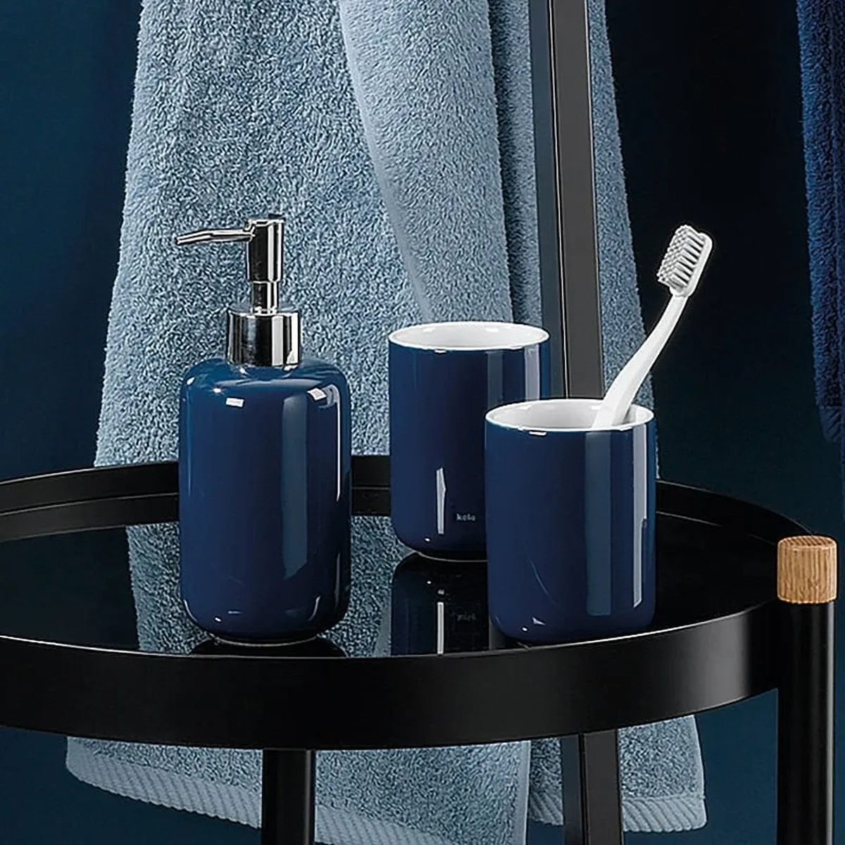 Kela Isabella Ceramic Bathroom Liquid Soap Dispenser - 400 ml - Indigo product thumbnail 2