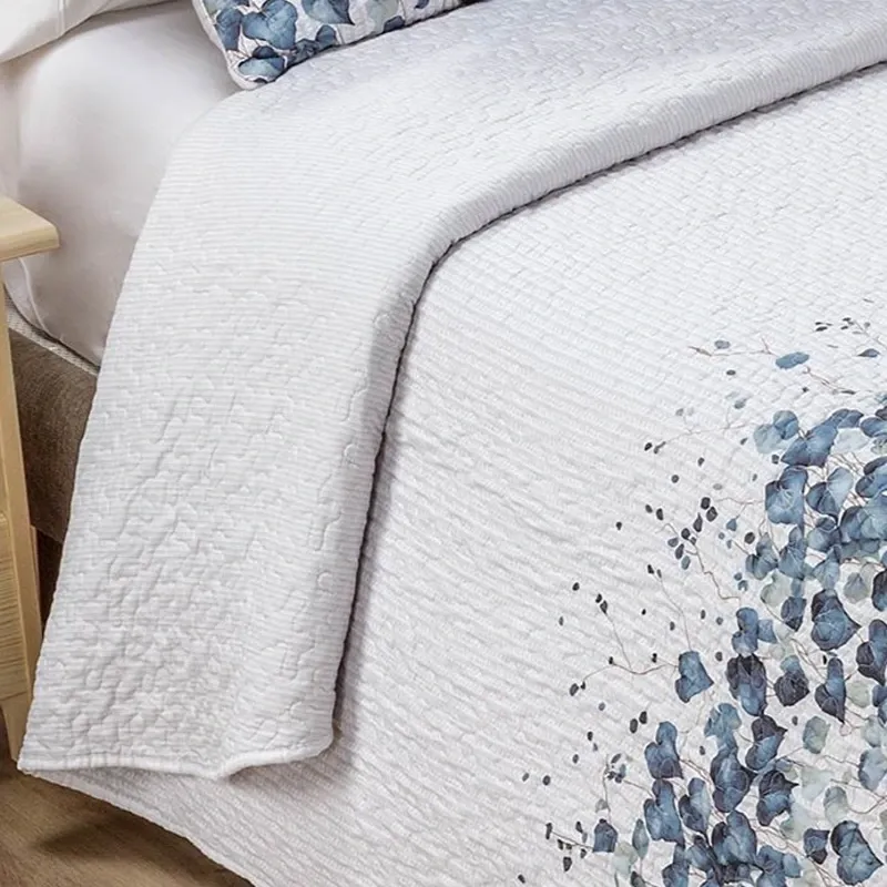 Manterol Bouti Hedera Reversible Summer Bedspread Set - Blue (416 07) (Available in Sizes) product thumbnail 2