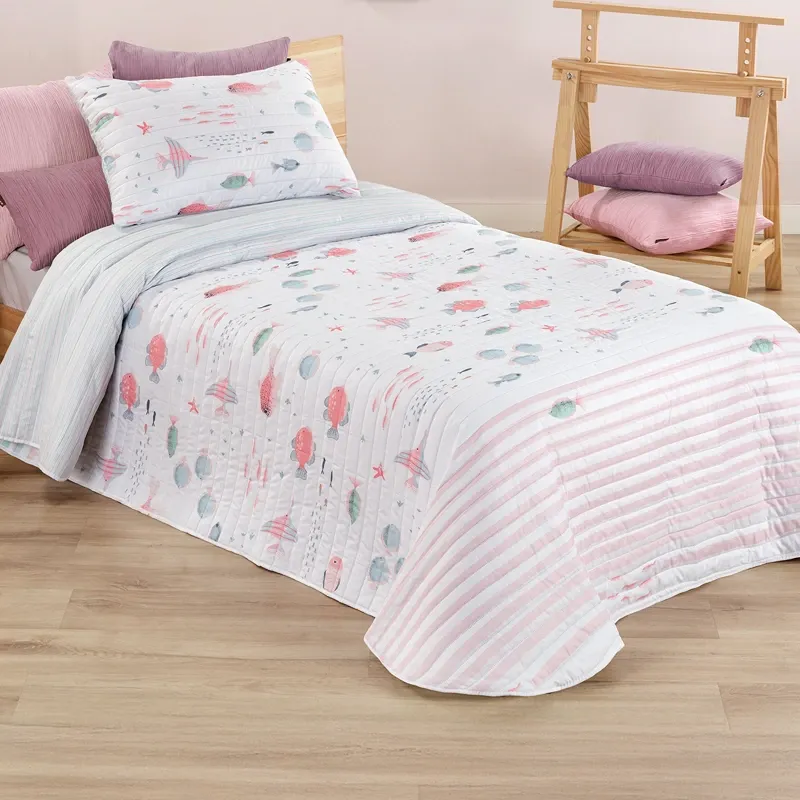 Manterol Bouti Spot Kids Reversible Summer Bedspread Set - Single & Twin - 2 Pcs - Pink (609 04) product thumbnail 4
