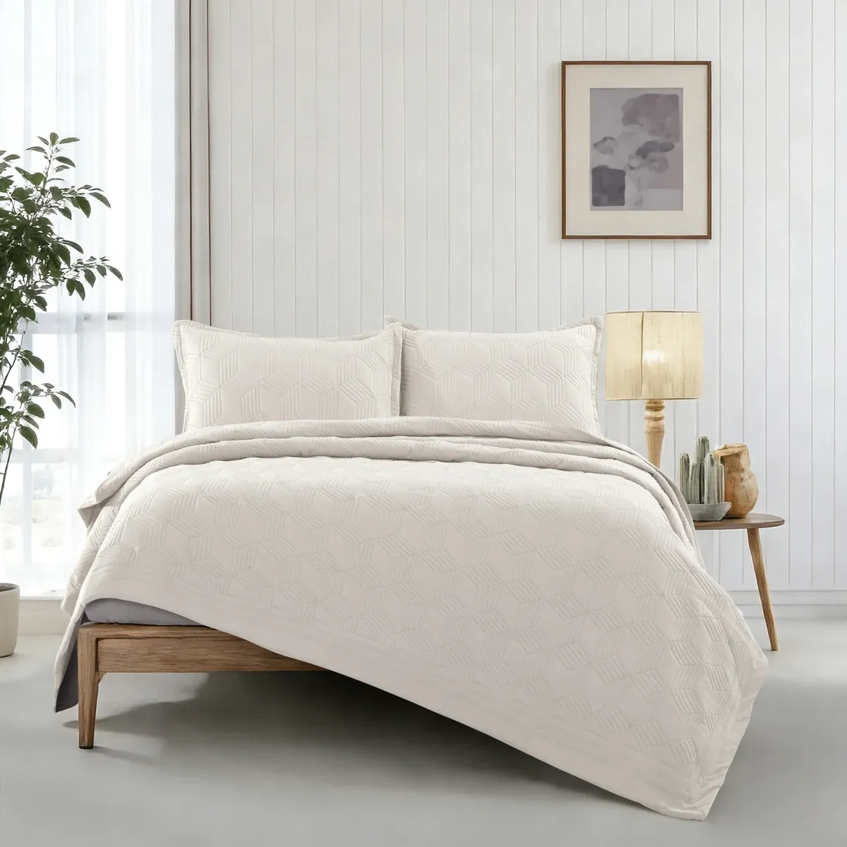 Nova Home Bed Spread Set Vectra - Microfiber - Ivory (Available In Sizes) product thumbnail 5