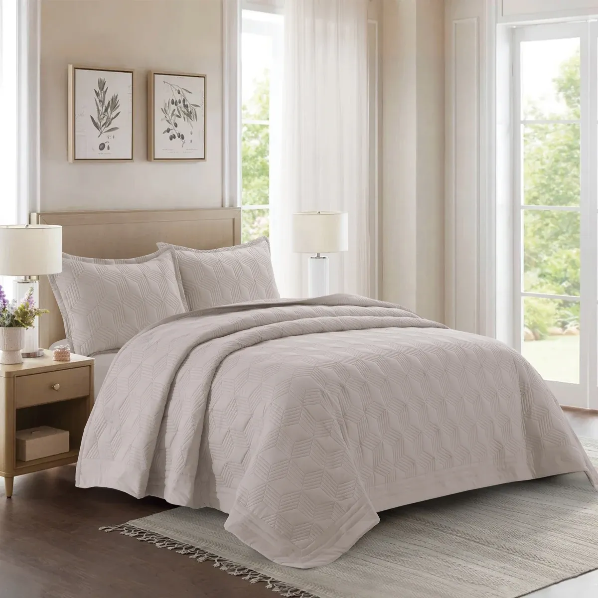 Nova Home Bed Spread Set Vectra - Microfiber - Taupe (Available In Sizes) product thumbnail 13