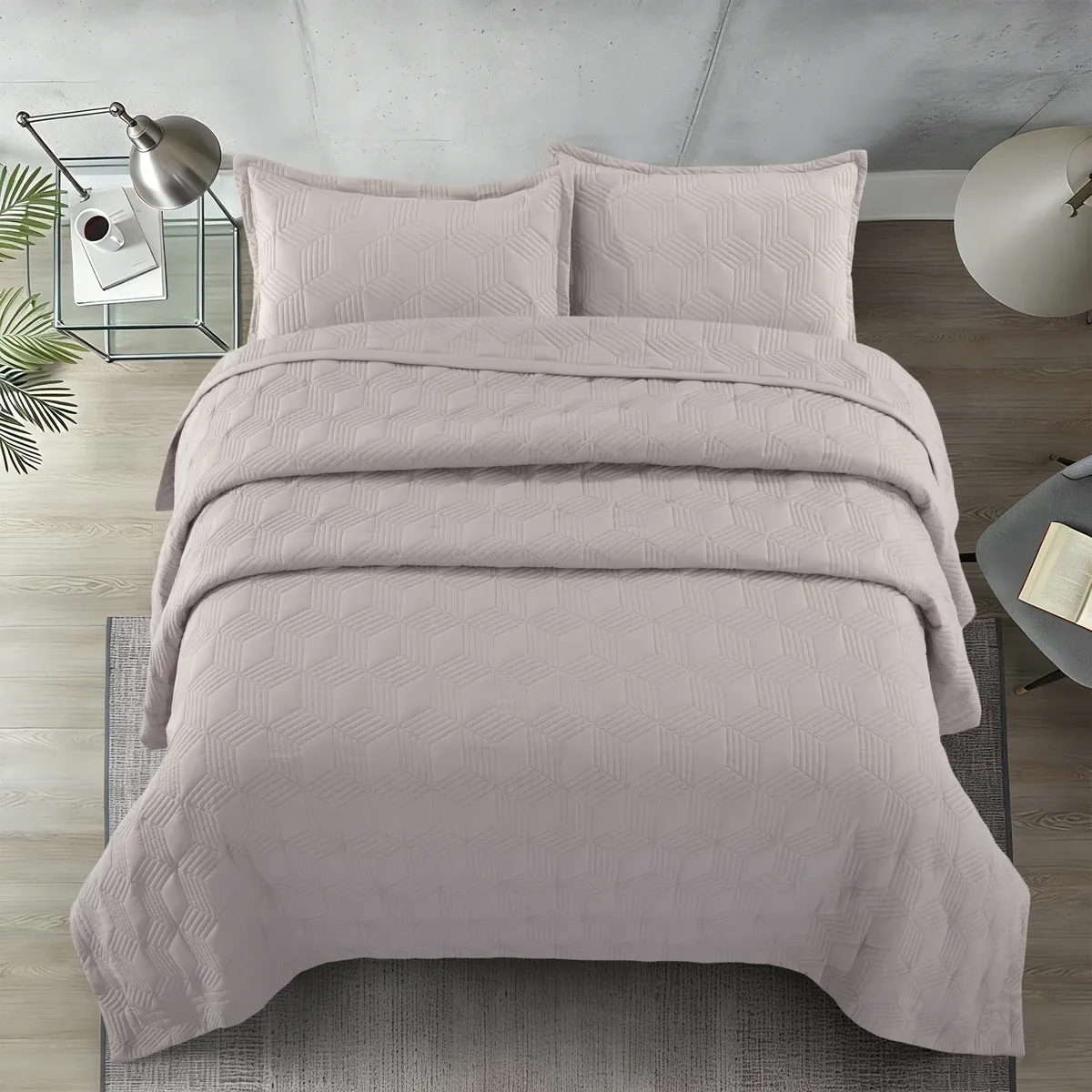 Nova Home Bed Spread Set Vectra - Microfiber - Taupe (Available In Sizes) product thumbnail 4