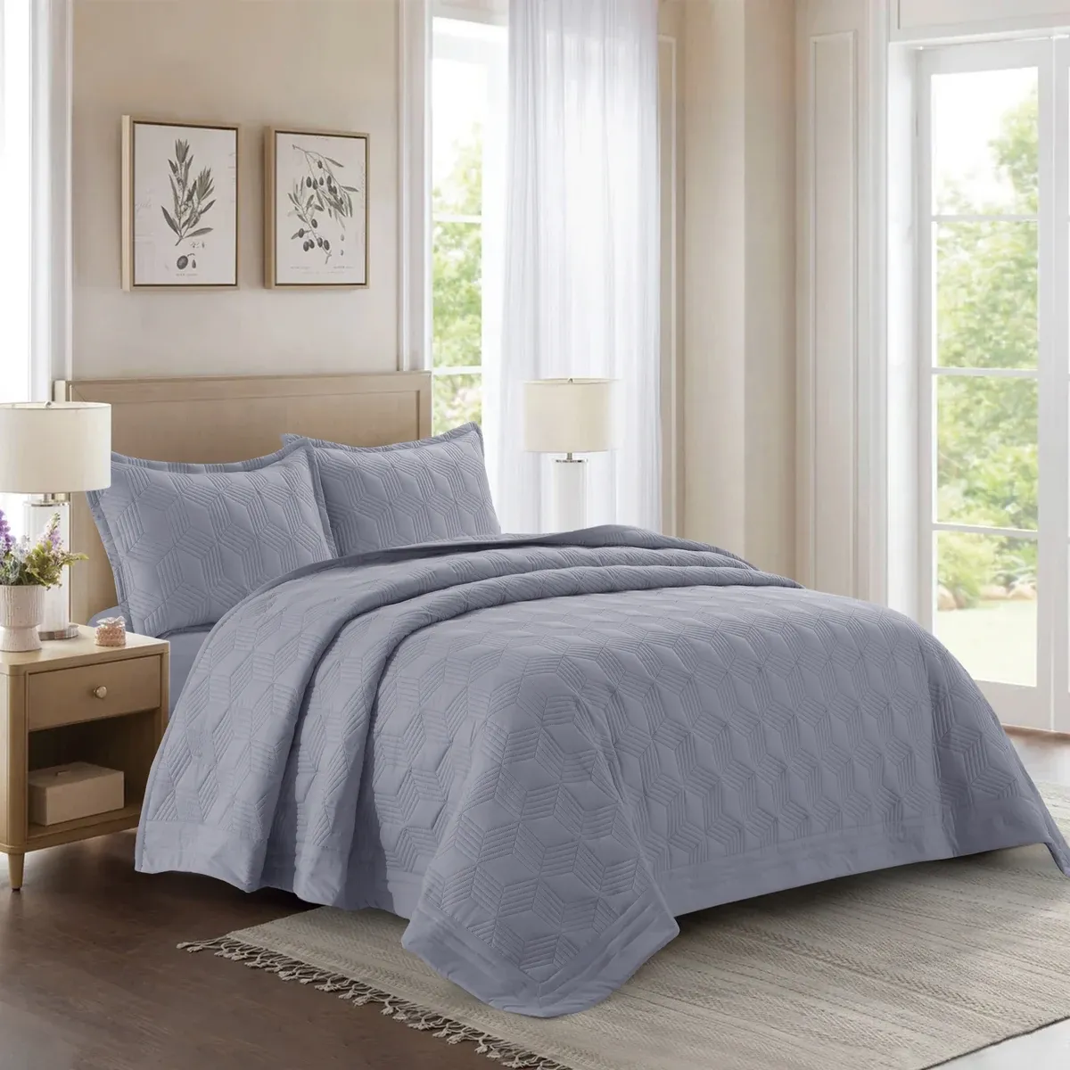 Nova Home Bed Spread Set Vectra - Microfiber - Grey (Available In Sizes) product thumbnail 13