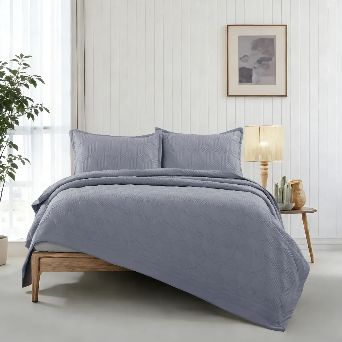 Nova Home Bed Spread Set Vectra - Microfiber - Grey (Available In Sizes) product thumbnail 5