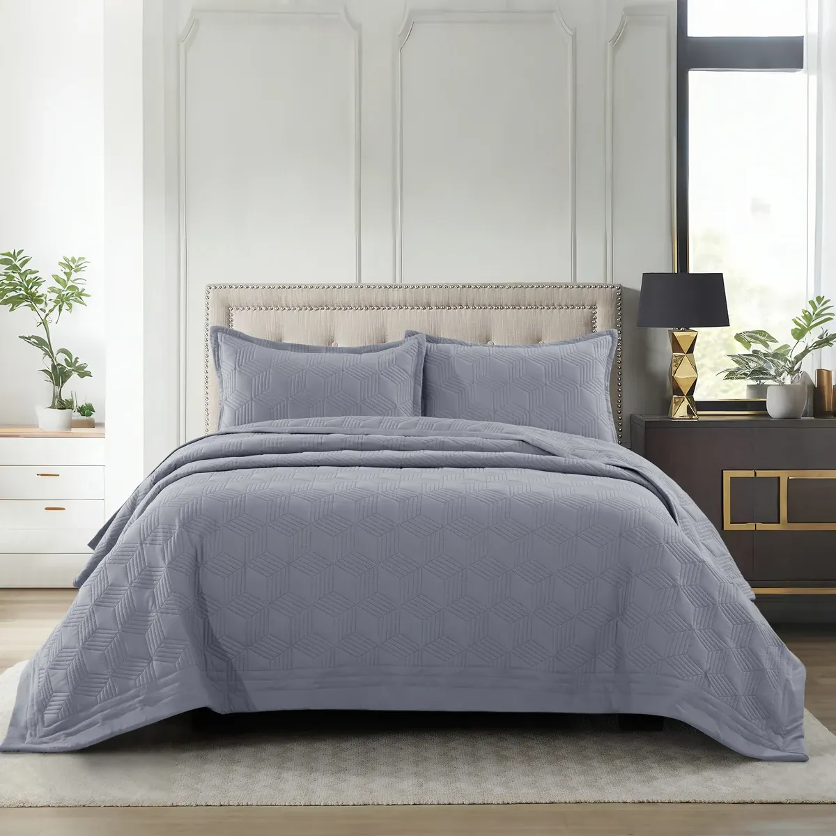 Nova Home Bed Spread Set Vectra - Microfiber - Grey (Available In Sizes) product thumbnail 6