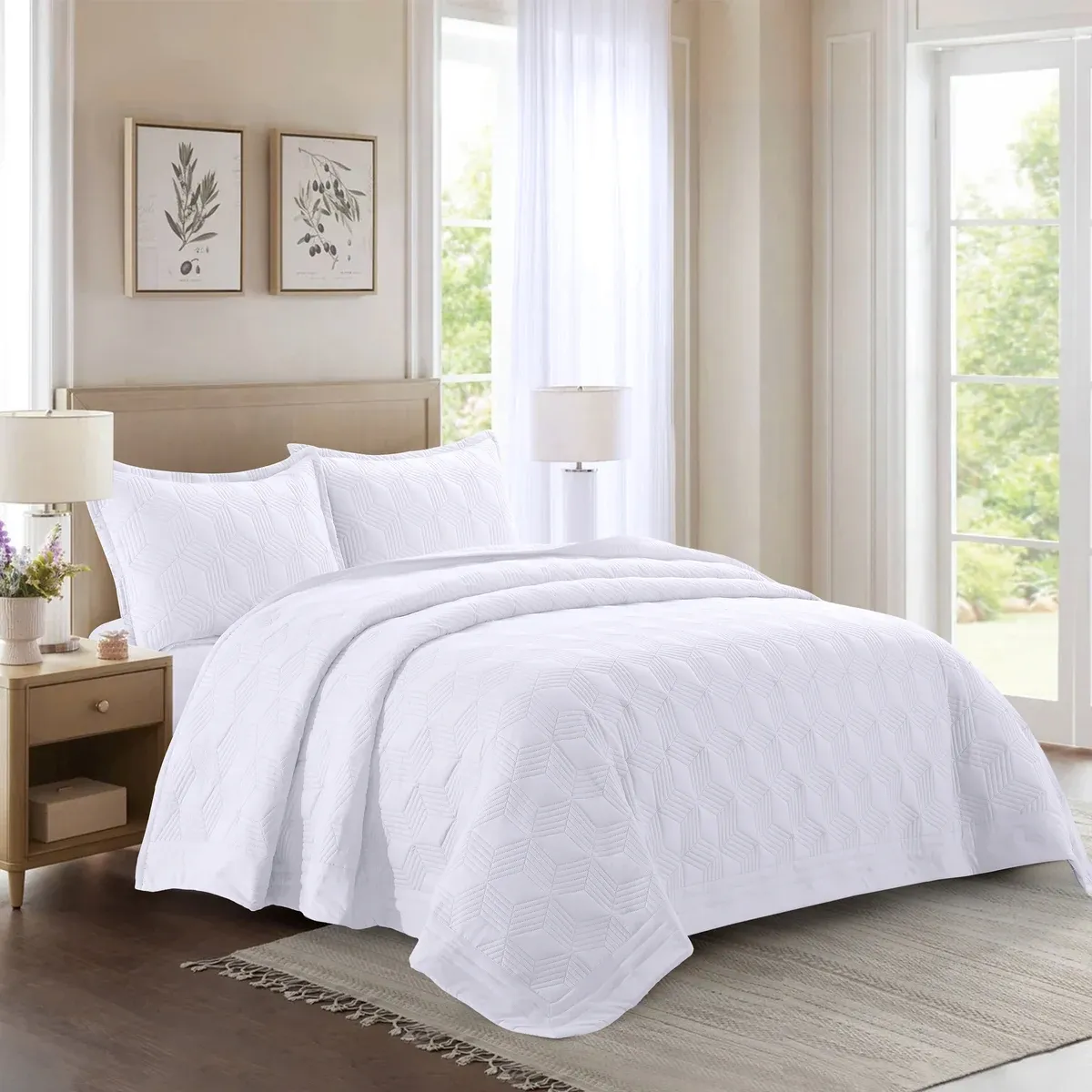 Nova Home Bed Spread Set Vectra - Microfiber - White (Available In Sizes) product thumbnail 13