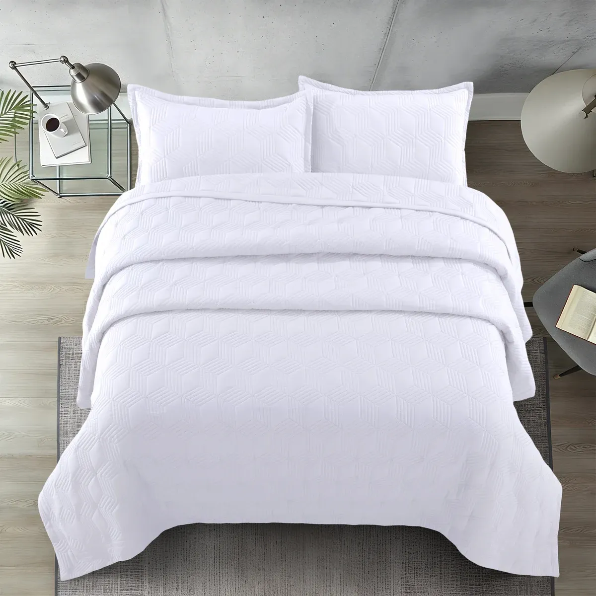 Nova Home Bed Spread Set Vectra - Microfiber - White (Available In Sizes) product thumbnail 4