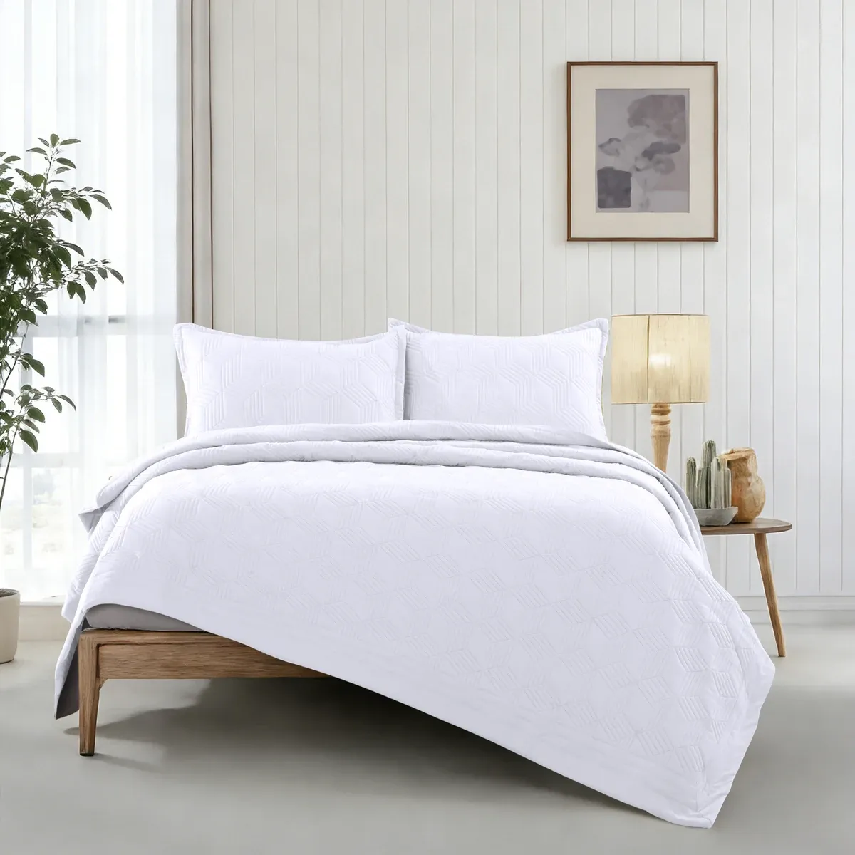 Nova Home Bed Spread Set Vectra - Microfiber - White (Available In Sizes) product thumbnail 5