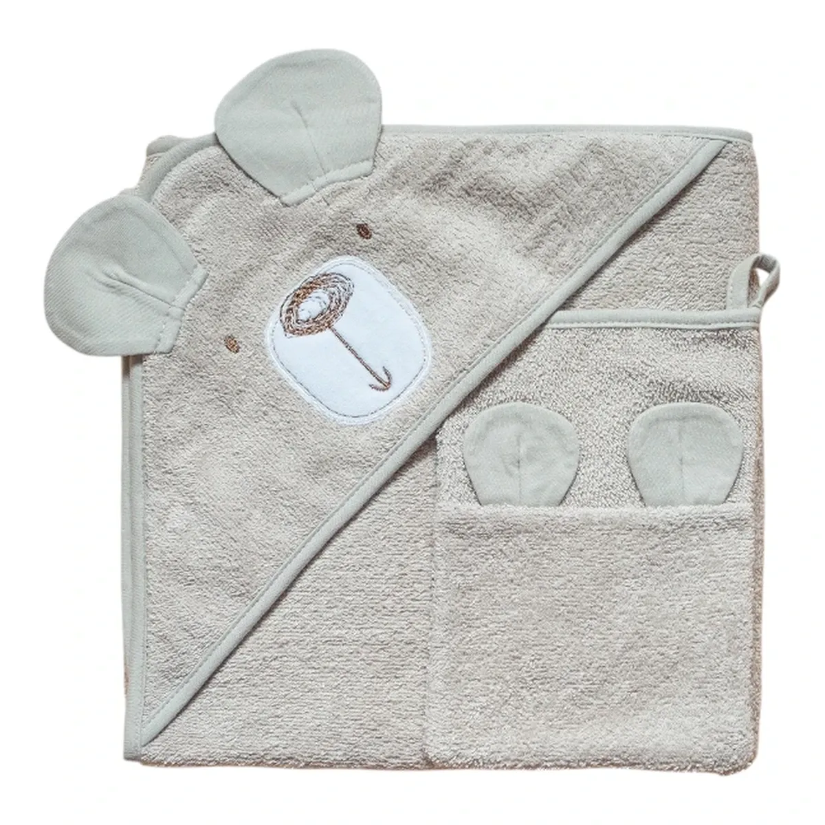Funna Baby Hooded Towel Bath Time Bear - Beige product thumbnail 4