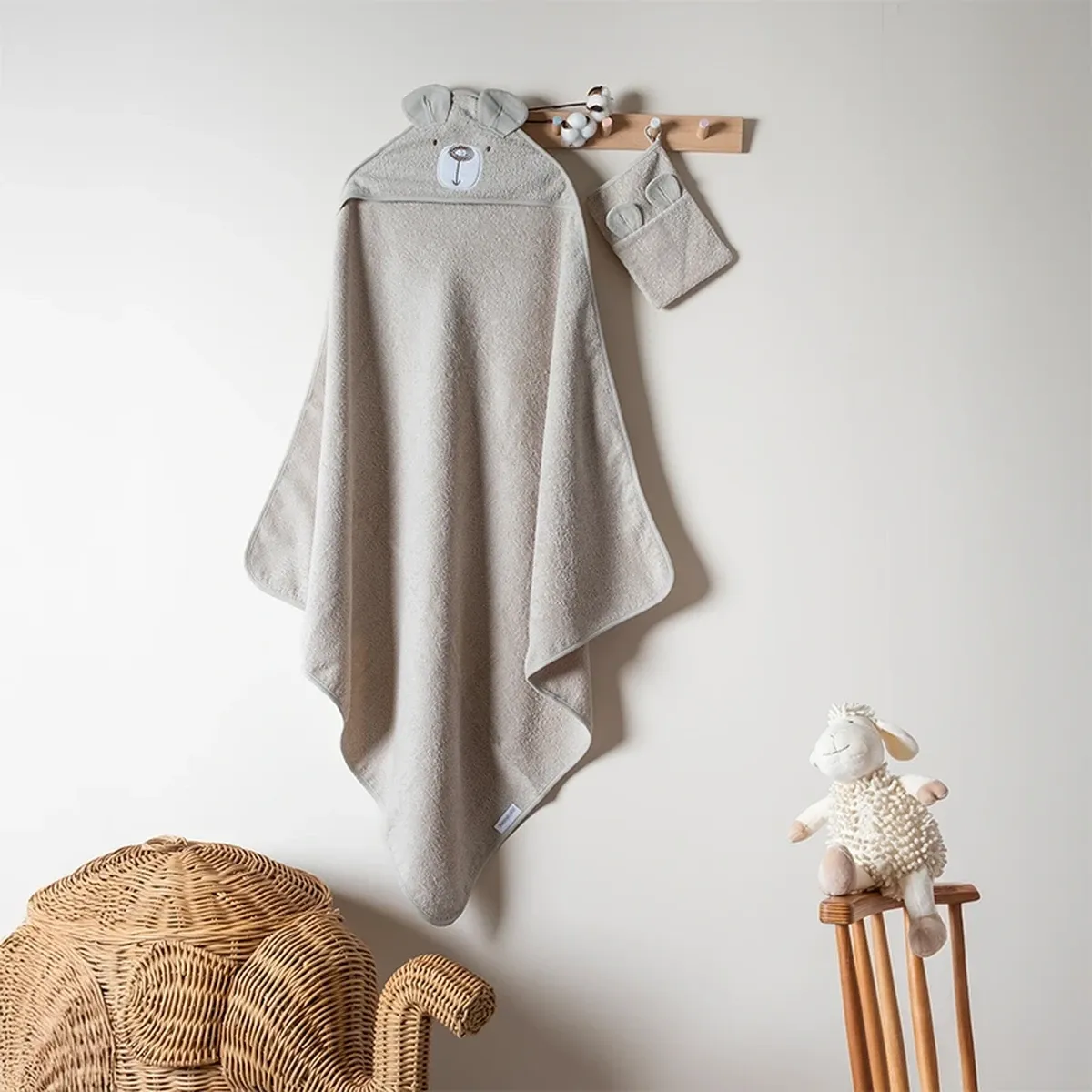Funna Baby Hooded Towel Bath Time Bear - Beige product thumbnail 2